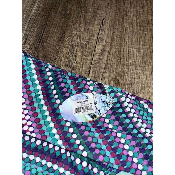 PrAna NWT UPF 50+ Lavana Bathing Suit Bottom Purple Teal Polka Dots XL - Picture 3 of 6